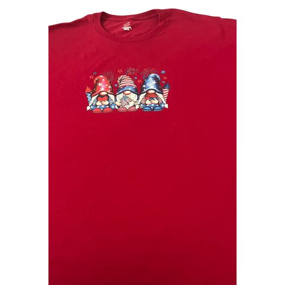 HANES SHORT SLEEVE GRAPHIC T-SHIRT, WOMENS, 2X, RED WITH RED WHITE BLUE NOMES - Picture 3 of 9